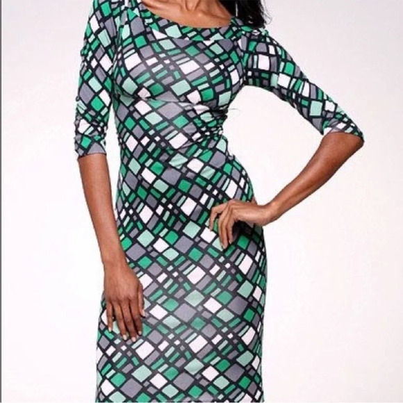 Diane Von Furstenburg silk geometric sheath dress knee length women’s 8 - Picture 1 of 8